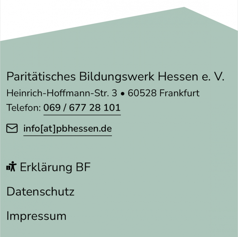 Footermenü der Website